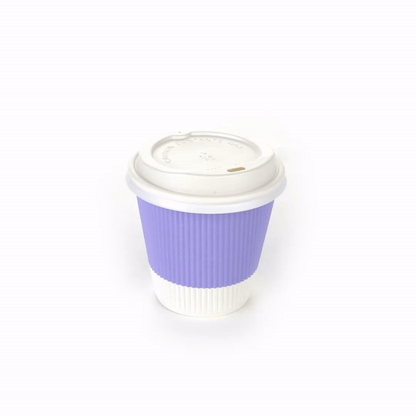 Restpresso 8 oz Light Purple Paper Ripple Wall Coffee Cup - with White Lid - 3 1/2" x 3 1/2" x 4" - 400 count box