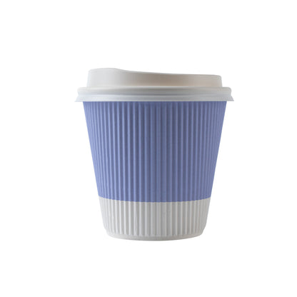 Restpresso 8 oz Light Purple Paper Ripple Wall Coffee Cup - with White Lid - 3 1/2" x 3 1/2" x 4" - 400 count box