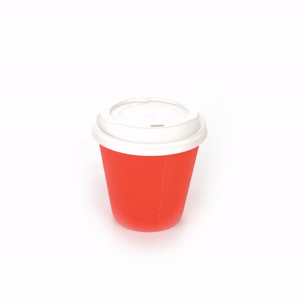 Restpresso 8 oz Tangerine Orange Paper Ripple Wall Coffee Cup - with White Lid - 3 1/2" x 3 1/2" x 4" - 20 count box