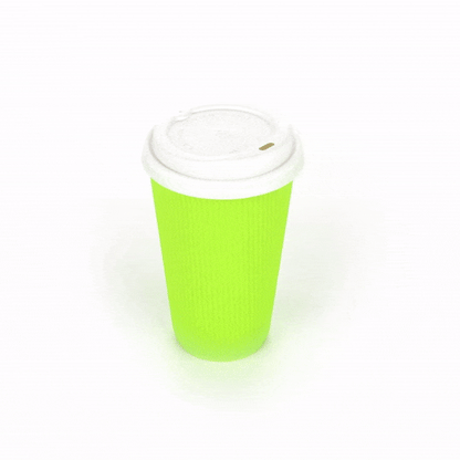 Restpresso 16 oz Eco Green Paper Ripple Wall Coffee Cup - with White Lid - 3 1/2" x 3 1/2" x 6 1/4" - 200 count box