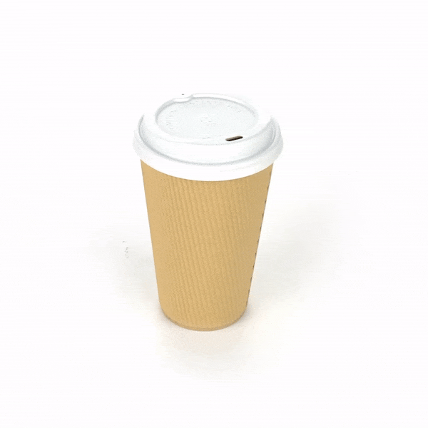 Restpresso 16 oz Kraft Paper Ripple Wall Coffee Cup - with White Lid - 3 1/2" x 3 1/2" x 6 1/4" - 20 count box