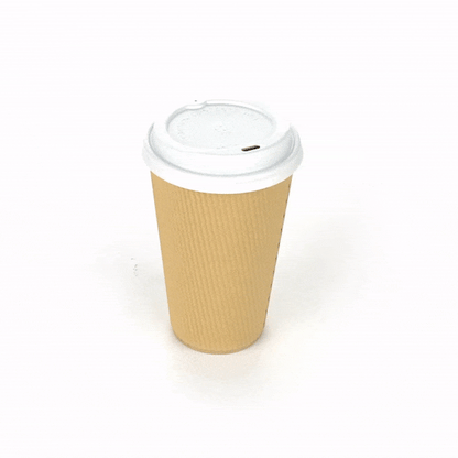 Restpresso 16 oz Kraft Paper Ripple Wall Coffee Cup - with White Lid - 3 1/2" x 3 1/2" x 6 1/4" - 20 count box