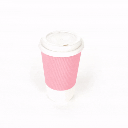 Restpresso 16 oz Light Pink Paper Ripple Wall Coffee Cup - with White Lid - 3 1/2" x 3 1/2" x 6 1/4" - 200 count box