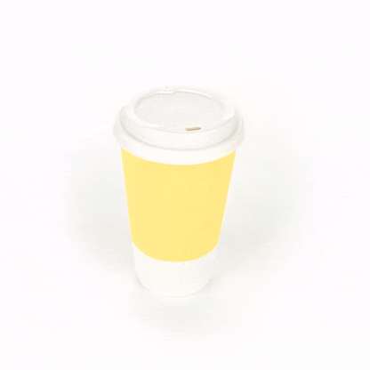 Restpresso 16 oz Light Yellow Paper Ripple Wall Coffee Cup - with White Lid - 3 1/2" x 3 1/2" x 6 1/4" - 200 count box