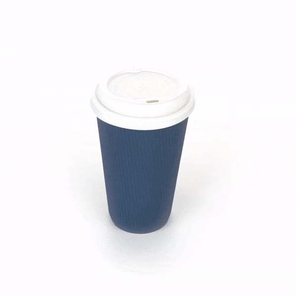 Restpresso 16 oz Midnight Blue Paper Ripple Wall Coffee Cup - with White Lid - 3 1/2" x 3 1/2" x 6 1/4" - 20 count box