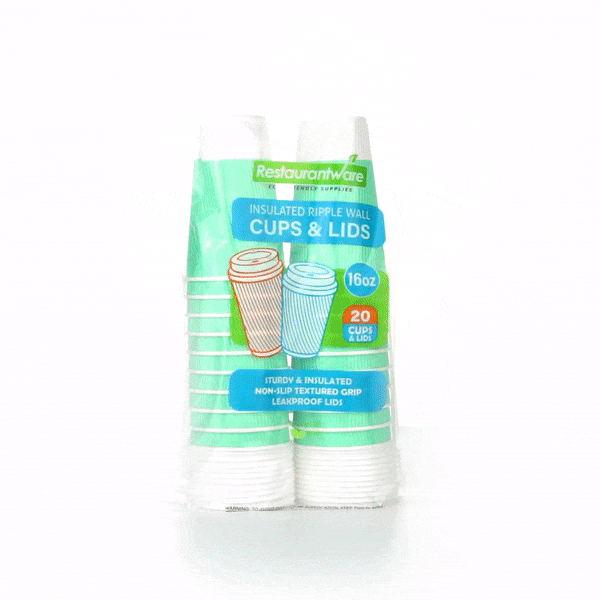 Restpresso 16 oz Light Green Paper Ripple Wall Coffee Cup - with White Lid - 3 1/2" x 3 1/2" x 6 1/4" - 200 count box