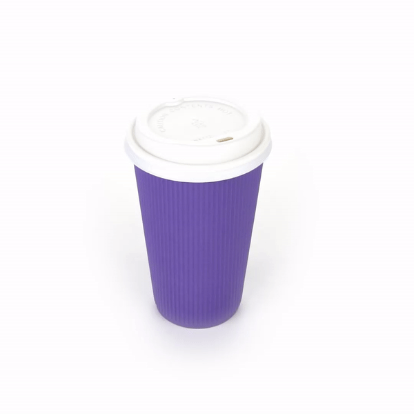 Restpresso 16 oz Royal Purple Paper Ripple Wall Coffee Cup - with White Lid - 3 1/2" x 3 1/2" x 6 1/4" - 200 count box