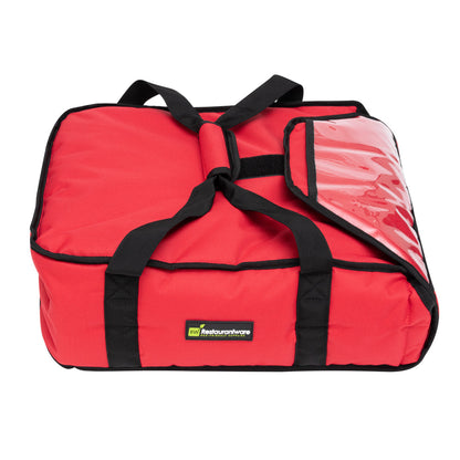 Delivery Tek Red Pizza Bag - Holds 2-16" or 3-14", Insulated - 16 1/2" x 18" x 6 1/2" - 1 count box