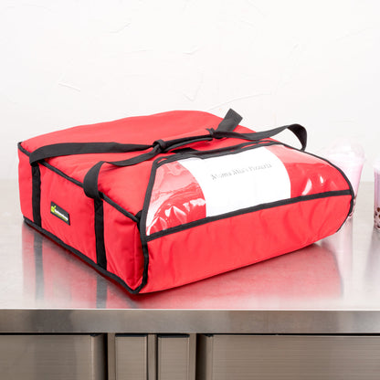 Delivery Tek Red Pizza Bag - Holds 2-20" or 3-18", Insulated - 20 3/4" x 21 3/4" x 6 1/2" - 1 count box