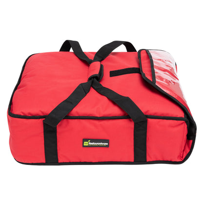 Delivery Tek Red Pizza Bag - Holds 2-20" or 3-18", Insulated - 20 3/4" x 21 3/4" x 6 1/2" - 1 count box