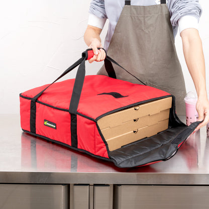 Delivery Tek Red Pizza Bag - Holds 2-20" or 3-18", Insulated - 20 3/4" x 21 3/4" x 6 1/2" - 1 count box
