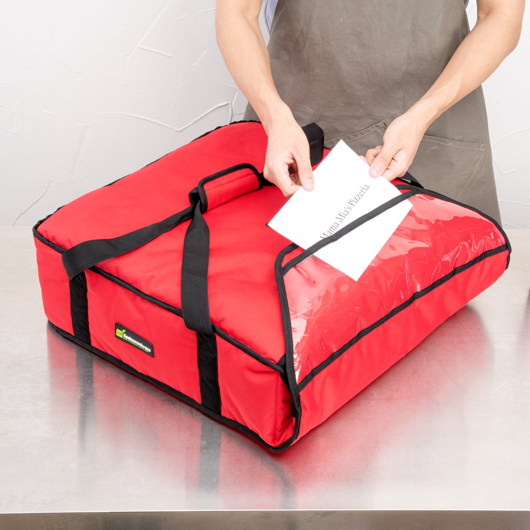 Delivery Tek Red Pizza Bag - Holds 2-20" or 3-18", Insulated - 20 3/4" x 21 3/4" x 6 1/2" - 1 count box