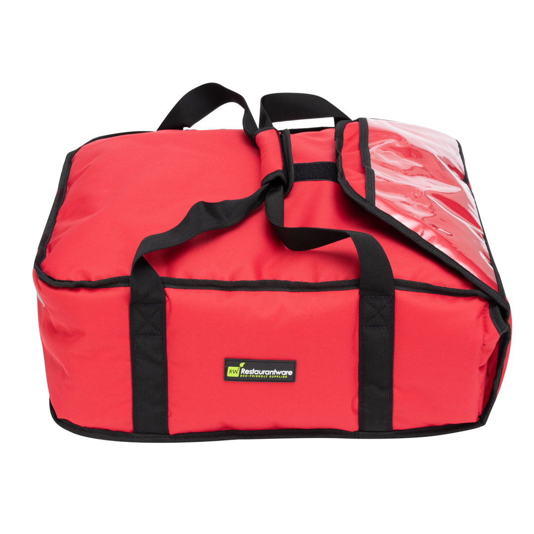 Delivery Tek Red Pizza Bag - Holds 3-18" or 4-16", Insulated - 17 1/2" x 20" x 7 1/2" - 1 count box