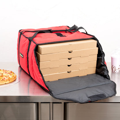 Delivery Tek Red Pizza Bag - Holds 5-18" or 6-16", Insulated - 19 1/2" x 19 1/2" x 12 1/2" - 1 count box