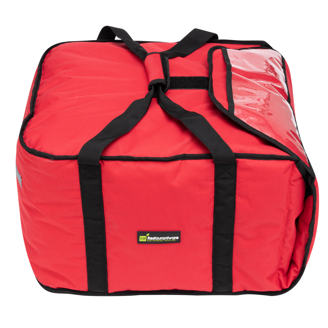 Delivery Tek Red Pizza Bag - Holds 5-18" or 6-16", Insulated - 19 1/2" x 19 1/2" x 12 1/2" - 1 count box