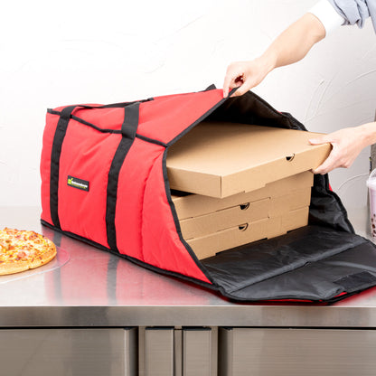 Delivery Tek Red Pizza Bag - Holds 5-18" or 6-16", Insulated - 19 1/2" x 19 1/2" x 12 1/2" - 1 count box