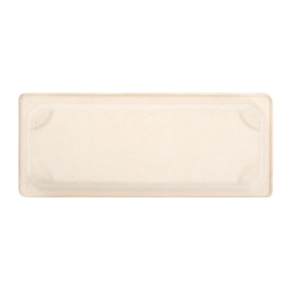 Pulp Tek Rectangle Natural Sugarcane / Bagasse Long Sushi Tray - 8 3/4" x 3 1/2" x 3/4" - 100 count box