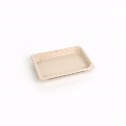 Pulp Tek Rectangle Natural Sugarcane / Bagasse Small Sushi Tray - 6 1/2" x 4 1/2" x 3/4" - 100 count box