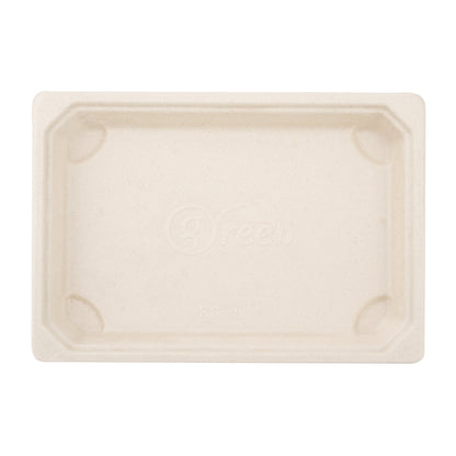 Pulp Tek Rectangle Natural Sugarcane / Bagasse Small Sushi Tray - 6 1/2" x 4 1/2" x 3/4" - 100 count box