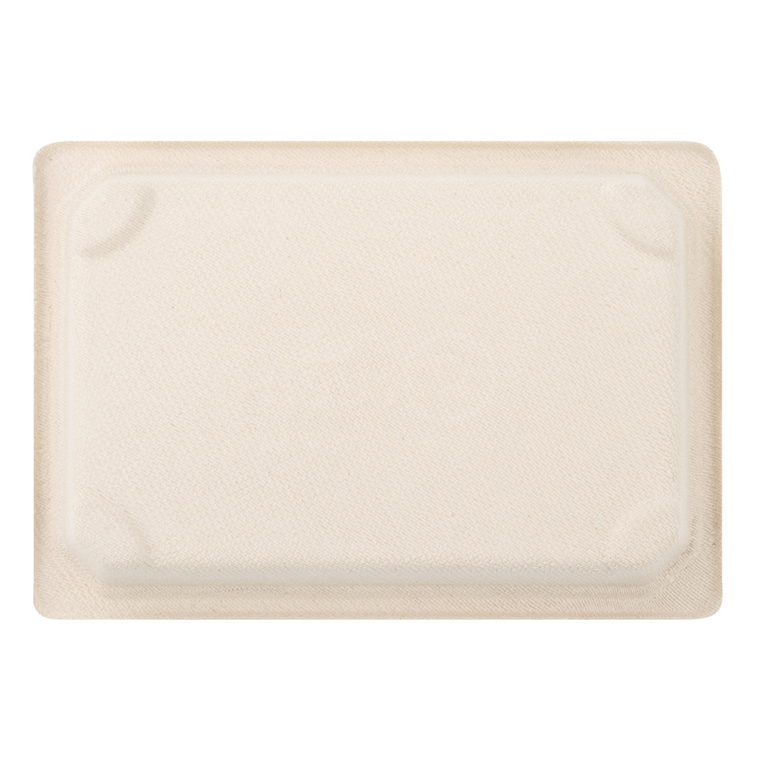 Pulp Tek Rectangle Natural Sugarcane / Bagasse Small Sushi Tray - 6 1/2" x 4 1/2" x 3/4" - 100 count box