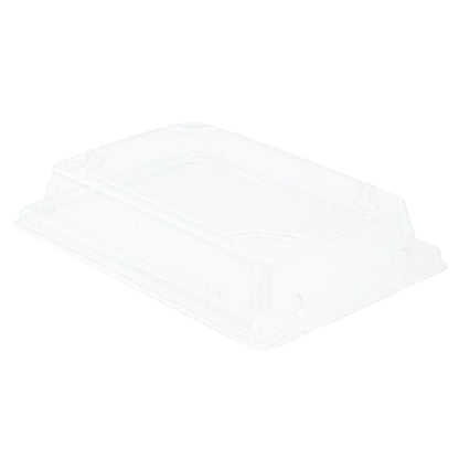Pulp Tek Rectangle Clear Plastic Lid - Fits Small Sushi Tray - 6 1/2" x 4 1/2" x 1 1/4" - 100 count box