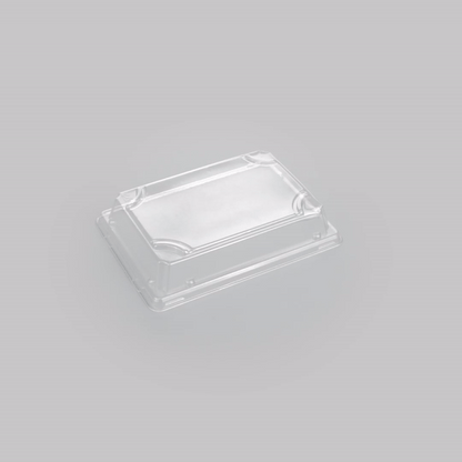 Pulp Tek Rectangle Clear Plastic Lid - Fits Small Sushi Tray - 6 1/2" x 4 1/2" x 1 1/4" - 100 count box