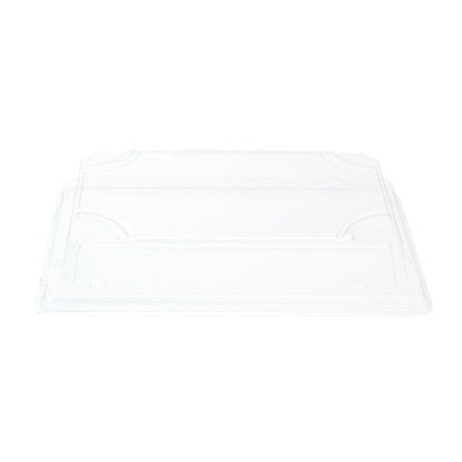Pulp Tek Rectangle Clear Plastic Lid - Fits Small Sushi Tray - 6 1/2" x 4 1/2" x 1 1/4" - 100 count box