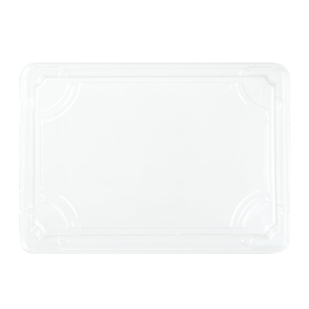 Pulp Tek Rectangle Clear Plastic Lid - Fits Small Sushi Tray - 6 1/2" x 4 1/2" x 1 1/4" - 100 count box