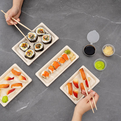 Pulp Tek Rectangle Clear Plastic Lid - Fits Small Sushi Tray - 6 1/2" x 4 1/2" x 1 1/4" - 100 count box