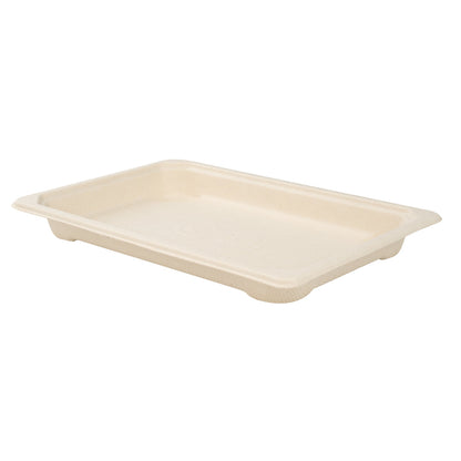 Pulp Tek Rectangle Natural Sugarcane / Bagasse Medium Sushi Tray - 7 1/4" x 5" x 3/4" - 100 count box