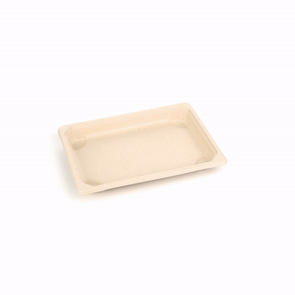 Pulp Tek Rectangle Natural Sugarcane / Bagasse Medium Sushi Tray - 7 1/4" x 5" x 3/4" - 100 count box