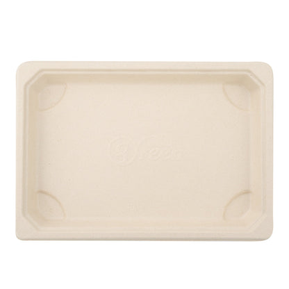 Pulp Tek Rectangle Natural Sugarcane / Bagasse Medium Sushi Tray - 7 1/4" x 5" x 3/4" - 100 count box