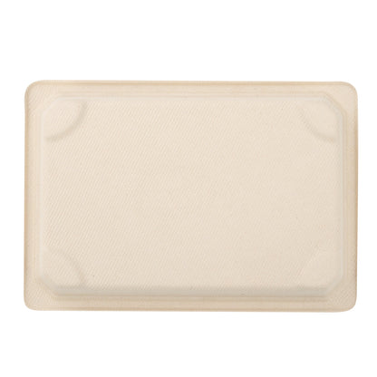 Pulp Tek Rectangle Natural Sugarcane / Bagasse Medium Sushi Tray - 7 1/4" x 5" x 3/4" - 100 count box