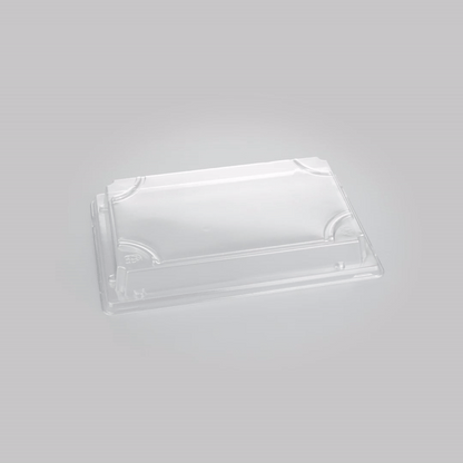 Pulp Tek Rectangle Clear Plastic Lid - Fits Large Sushi Tray - 8 1/2" x 5 1/2" x 1 1/4" - 100 count box