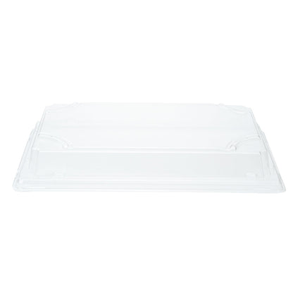 Pulp Tek Rectangle Clear Plastic Lid - Fits Large Sushi Tray - 8 1/2" x 5 1/2" x 1 1/4" - 100 count box