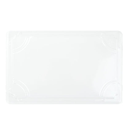 Pulp Tek Rectangle Clear Plastic Lid - Fits Large Sushi Tray - 8 1/2" x 5 1/2" x 1 1/4" - 100 count box