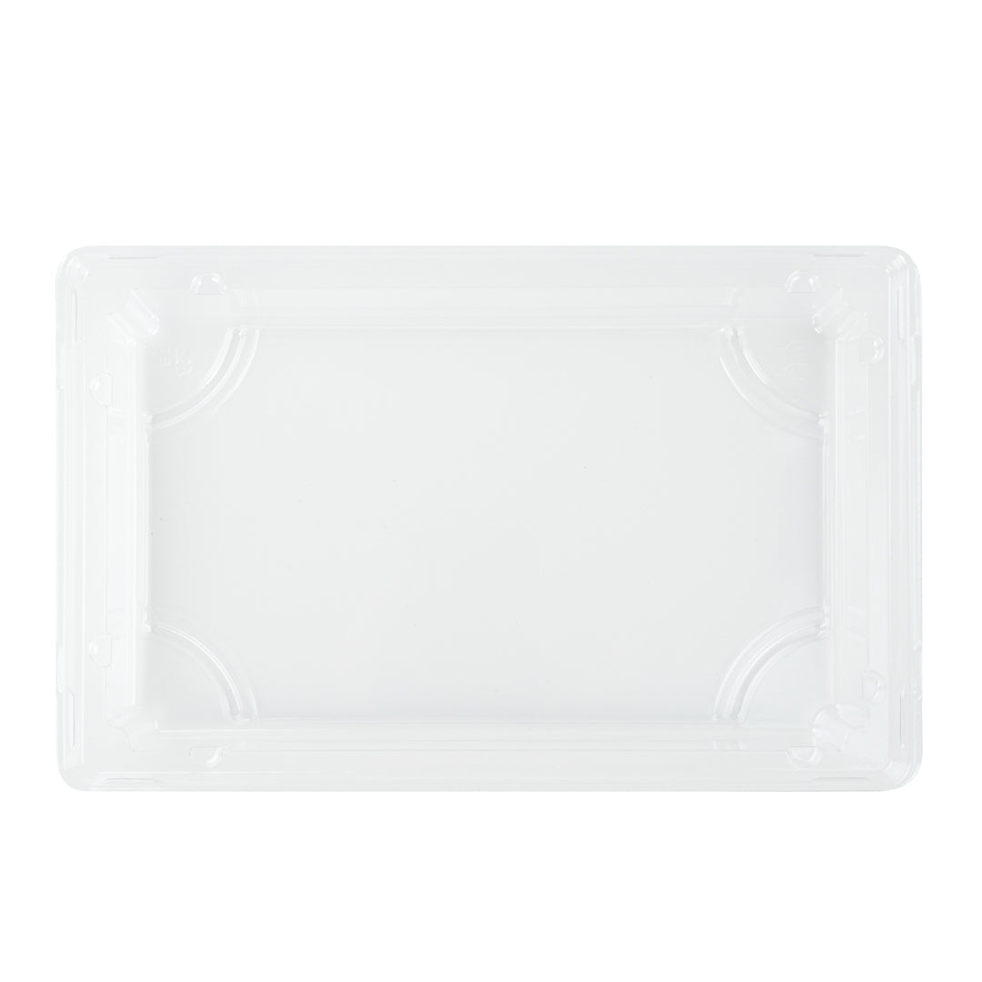 Pulp Tek Rectangle Clear Plastic Lid - Fits Large Sushi Tray - 8 1/2" x 5 1/2" x 1 1/4" - 100 count box