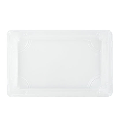 Pulp Tek Rectangle Clear Plastic Lid - Fits Large Sushi Tray - 8 1/2" x 5 1/2" x 1 1/4" - 100 count box