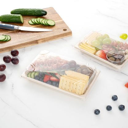 Pulp Tek Rectangle Clear Plastic Lid - Fits Large Sushi Tray - 8 1/2" x 5 1/2" x 1 1/4" - 100 count box
