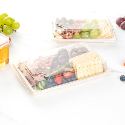 Pulp Tek Rectangle Clear Plastic Lid - Fits Large Sushi Tray - 8 1/2" x 5 1/2" x 1 1/4" - 100 count box