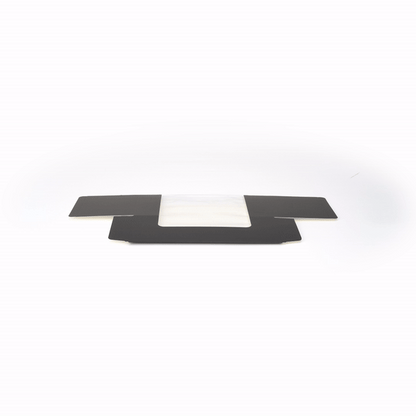 Pastry Tek Black Paper Pastry / Cake Box - with Window - 9 3/4" x 4 3/4" x 4" - 100 count box