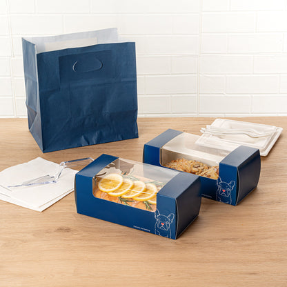 Pastry Tek Frenchie Paper Pastry / Cake Box - with Window - 9 3/4" x 4 3/4" x 4" - 100 count box