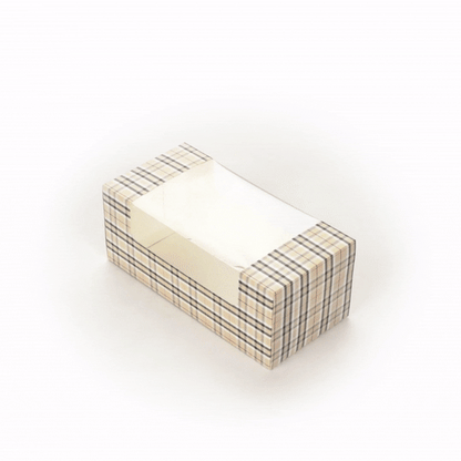 Pastry Tek Plaid Paper Pastry / Cake Box - with Window - 9 3/4" x 4 3/4" x 4" - 100 count box