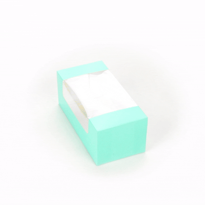 Pastry Tek Turquoise Paper Pastry / Cake Box - with Window - 9 3/4" x 4 3/4" x 4" - 100 count box
