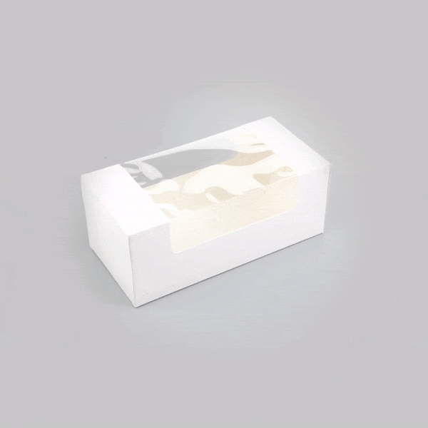 Pastry Tek White Paper Pastry / Cake Box - with Window - 9 3/4" x 4 3/4" x 4" - 100 count box