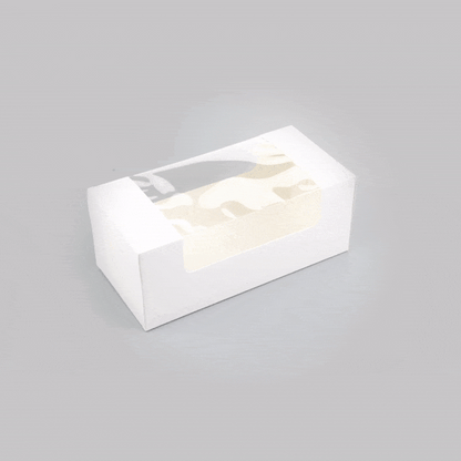 Pastry Tek White Paper Pastry / Cake Box - with Window - 9 3/4" x 4 3/4" x 4" - 100 count box