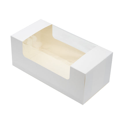 Pastry Tek White Paper Pastry / Cake Box - with Window - 9 3/4" x 4 3/4" x 4" - 100 count box