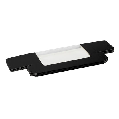 Pastry Tek Black Paper Pastry / Cake Box - with Window - 9 3/4" x 3 1/4" x 2 1/4" - 100 count box