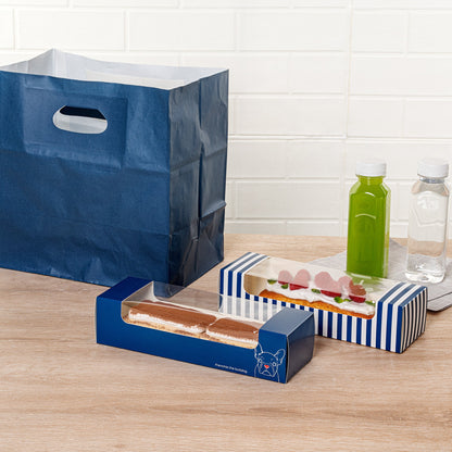 Pastry Tek Frenchie Paper Pastry / Cake Box - with Window - 9 3/4" x 3 1/4" x 2 1/4" - 100 count box