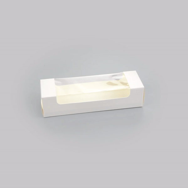 Pastry Tek White Paper Pastry / Cake Box - with Window - 9 3/4" x 3 1/4" x 2 1/4" - 100 count box